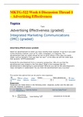 MKTG 522 Week 6 Discussion Thread 1 – Advertising Effectiveness