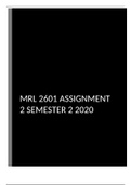 MRL 2601 ASSIGNMENT 2 SEMESTER 2 UNISA 2020