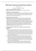 NR501 Week 4: Importance of Nursing Theory Worksheet(Solution) 