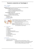 Samenvatting anatomie en fysiologie 1