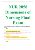 NUR 2058 Dimensions of Nursing Final Exam LATEST GRADED A. 100 QUESTIONS AND ANSWERS