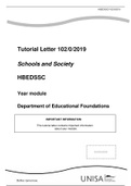 Tutorial Letter 102/0/2019  Schools and Society  HBEDSSC