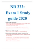 NR 222 Health and Wellness:  Exam 1 Study guide 2020/2021