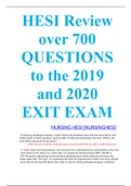 HESI Review over 700 QUESTIONS to the 2019 and 2020 EXIT EXAM LATEST QUESTIONS AND ANSWERS