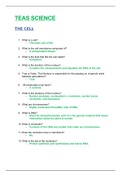 TEAS SCIENCE ( The Cell ) Exam Study Guide, Latest 2020 Graded A 100% CORRECT