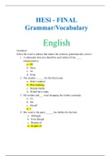 HESI A2 LATEST EXAM Latest 2020/2011: Grammar,Vocabulary,Reading