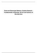 Latest Updated Prof In Nurs (NURS 320) Fluid and Electrolyte Balance, Student Notes(4) - Fundamentals of Nursing the Art and Science of Nursing Care