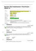 NURS 6512N-34, Advanced Health Assessment; Exam - Week 11 Final (100/100)