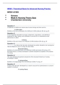 NR501 / NR 501: Theoretical Basis for Advanced Nursing Practice Week 8 Quiz Solution (Fall 2020) Chamberlain College Of Nursing