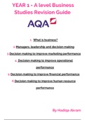 AQA Business A Level - Year 1 Revision Guide (Chapters 1-6)