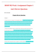 HOSP 582 Week 1 Assignment Chapter 1 And 2 Review Questions.With Latest Solutions