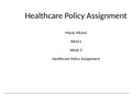 NR 451 Week 3 Healthcare Policy