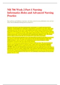 NR 706 Week 2 Part 1 Nursing Informatics Roles and Advanced Nursing Practice