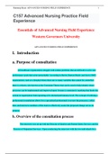 C157 Advanced Nursing Practice Field Experience