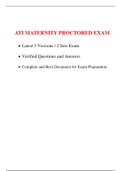 ATI MATERNITY PROCTORED EXAM (3 VERSIONS) (NEWEST-2020) (VERIFIED ANSWERS, 100% CORRECT)