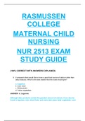 NUR 2513 / NUR2513: Maternal Child Nursing Final Exam Study Guide  FALL 2020 Rasmussen College