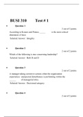 BUSi 310 Test 1 (Latest Version 1), Question Answers BUSI 310 PRINCIPLES OF MANAGEMENT, Liberty University