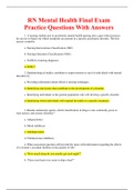 RN Mental Health Final Exam Practice Questions with Answers