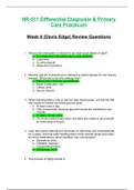 NR511 / NR 511: Differential Diagnosis & Primary Care Practicum Week 6 Quiz Review Q & A (Fall 2020) Chamberlain College Of Nursing