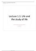 Lecture 1.1 Life and the Study of Life