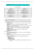 NURSING NR 324 Oncology Study Guide 2 Complete Graded A