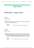 PUBH6033 / PUBH 6033: Interpretation & Application of Public Health Week 6 Quiz Latest 2020 (100% Correct)