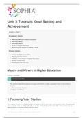 Unit 3 tutorials College Readiness Sophia, Goal Setting and Achievement