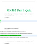 MN 502 theoretical foundation to advance nursing; MN502 Unit 1 Quiz - Question and Answers All Correct.