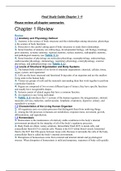 BIO 252 Final Study Guide (Chapter-1 to chapter-9): Anatomy & physiology: Individual Final Exam Goal Sheet: Chamberlain College of Nursing (Best Document To Prepare & Achieve Best Grade)