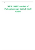NUR 2063 Essentials of Pathophysiology Exam 1 Study Guide  FALL LATEST