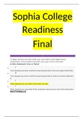 Sophia College Readiness Final, Latest Fall 2020 Answers_Already passed.
