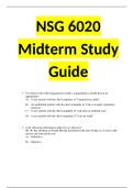 NSG6020 Midterm Study Guide / NSG 6020 Midterm Study Guide (New, 2020/2021): South University (Correct Q & A)(SATISFACTION GUARANTEED)