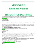 NR222 / NURSING 222  Health and Wellness FALL Qrt 2020/2021 HIGHLIGHT FOR EXAM THREE