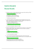 NR292 PHARM -Mental Health NCLEX QUESTIONS AND ANSWERS 2020/2021