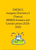 CHE2611 - Memos, Mock Exams, Previous Tutorial Letters 2018 - 2020