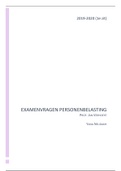 Examenvragen personenbelasting 2019-2020 &lpar;1e zit&rpar;