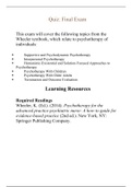 Psychiatric Nursing Questions and Answers Final Exam  (4) All Answers Are Correct.