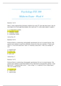 Psychology PSY 300 Week  4 Midterm Exam 2  Questions & Answers Graded A.