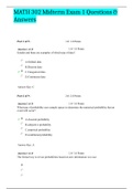 MATH 302 Midterm Exam 1 Questions & Answers Graded A.