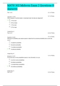 MATH 302 Midterm Exam 2 Questions & Answers Graded A.