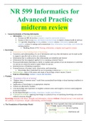 NR 599 Informatics for Advanced Practice midterm review 2020/2021