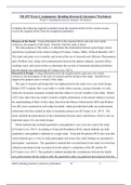 NR 439 Week 6 Assignment: Reading Research Literature Worksheet.