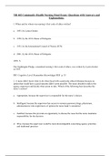 NR 442 Community Health Nursing Final Exam TestBank: Questions with Answers and Explanations.