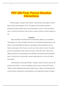 PSY 250 Final, Person Situation Interactions 