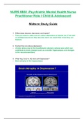 NURS6660 / NURS 6660: Psychiatric Mental Health Nurse Practitioner Role I (PMHNP I) Mid-term Exam Study Guide (Latest 2020/2021)