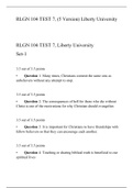 RLGN 104 TEST 7 (5 Versions) , RLGN 104 :CHRISTIAN LIFE AND BIBLICAL WORLDVIEW, !00 % Verified Correct Answers, Liberty University