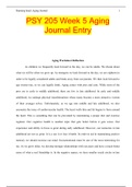 PSY 205 Week 5 Aging Journal Entry