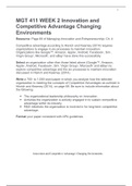 MGT 411 WEEK 2 Innovation and Competitive Advantage Changing Environments.docx