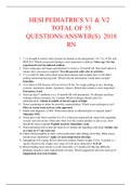 HESI PEDIATRICS V1 & V2 TOTAL OF 55 QUESTIONS/ANSWER(S)  2018 RN