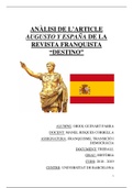  Anàlisi de l'article "Augusto y España" de la revista franquista Destino